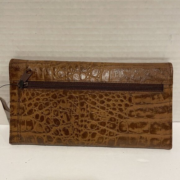 VTG Fina Leather Goods Wallet Bifold Card Slots, Check Book Croc Embossed 70s - Picture 3 of 8